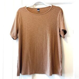 😊Old Navy Brown Ribbed Short Sleeve Top L
